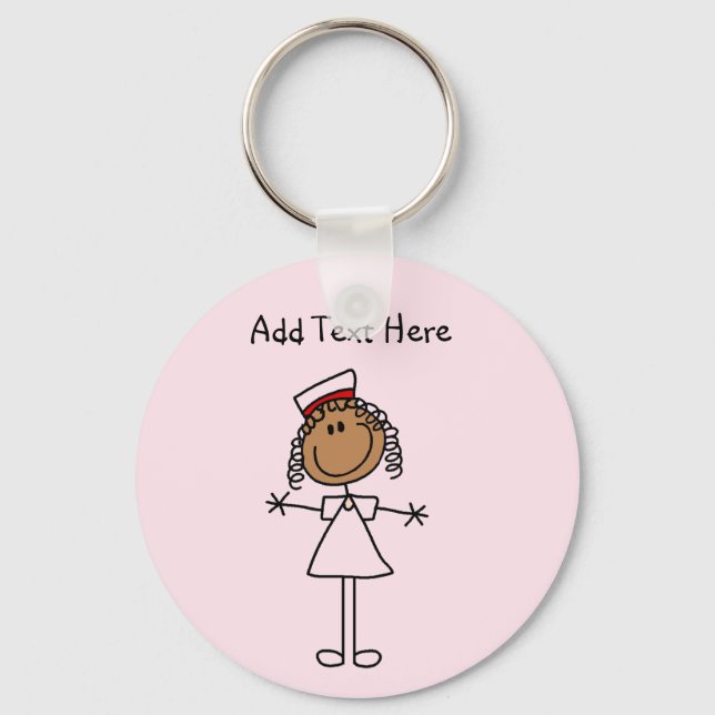 African American Stick Figure Tshirts and Gifts Keychain (Front)