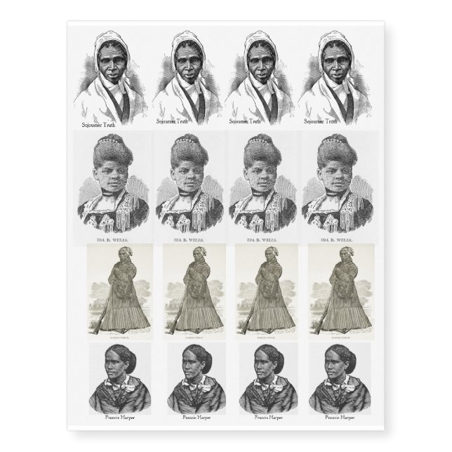 African American Suffrage Leaders Black History Temporary Tattoos (Front)
