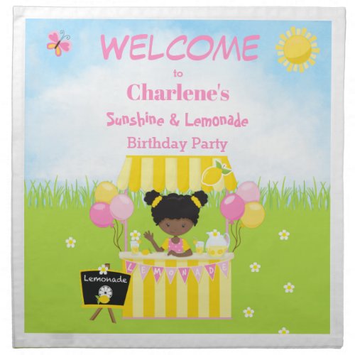 African American  Sunshine  Lemonade Party Cloth Napkin