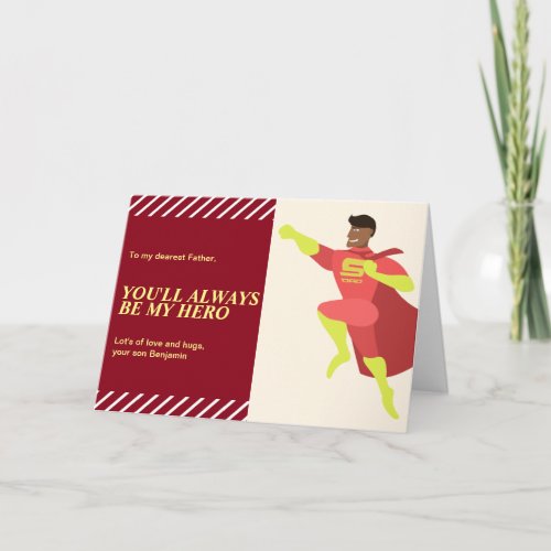 African American Super Hero Dad Happy Fathers Day Card