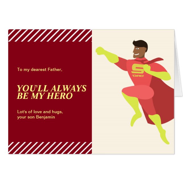 African American Super Hero Dad Happy Father's Day Card (Front Horizontal)