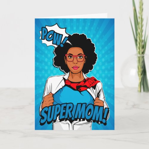 African American Super Mom for Happy Mothers Day Card