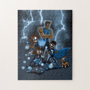 African American Superhero Family Jigsaw Puzzle