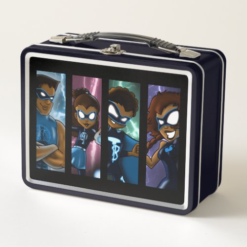 African American Superhero Family Metal Lunch Box