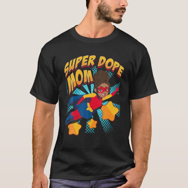African American Superhero Mom Black Nerds Comic B T-Shirt (Front)
