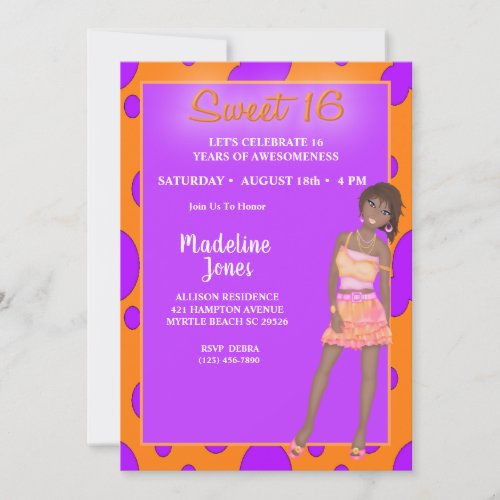 African American Sweet 16 Party Invitations