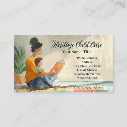 African American Teacher Babysitter Childcare  Business Card
