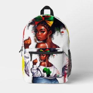 African-American Teen Celebrating Her Heritage Printed Backpack