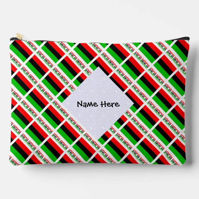African American Tiled Personalized Ancestry Accessory Pouch (Front)