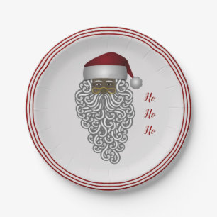 African American Traditional Santa Claus Paper Plates
