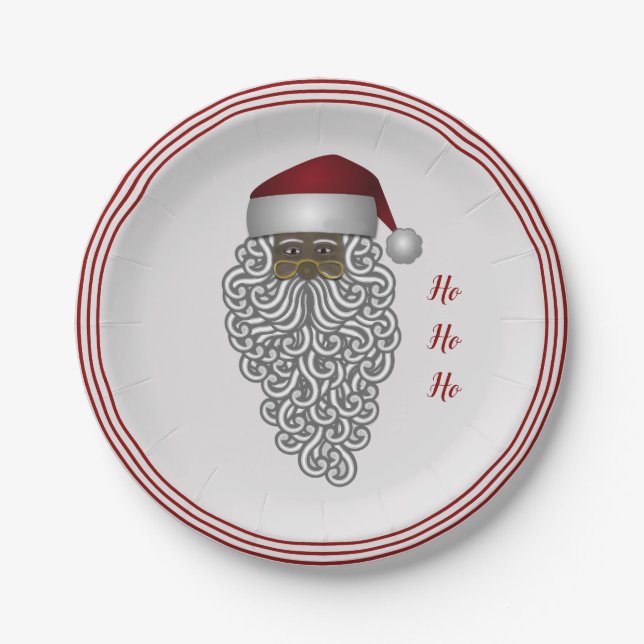African American Traditional Santa Claus Paper Plates (Front)