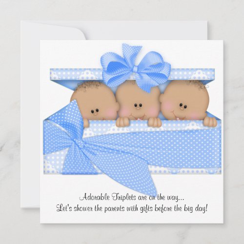 African American Triplet Baby Shower Invitation