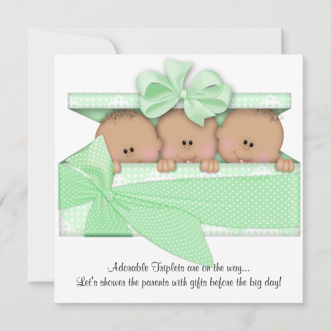 African American Triplet Baby Shower Invitation (Front)