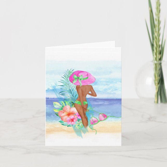 African American Tropical Beach All Occasion Card (Front)