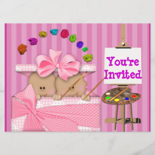 AFRICAN AMERICAN TWIN BABY GIRL SHOWER  INVITATION