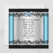 African American Twin Boys Baby Shower Blue 2 Invitation (Back)