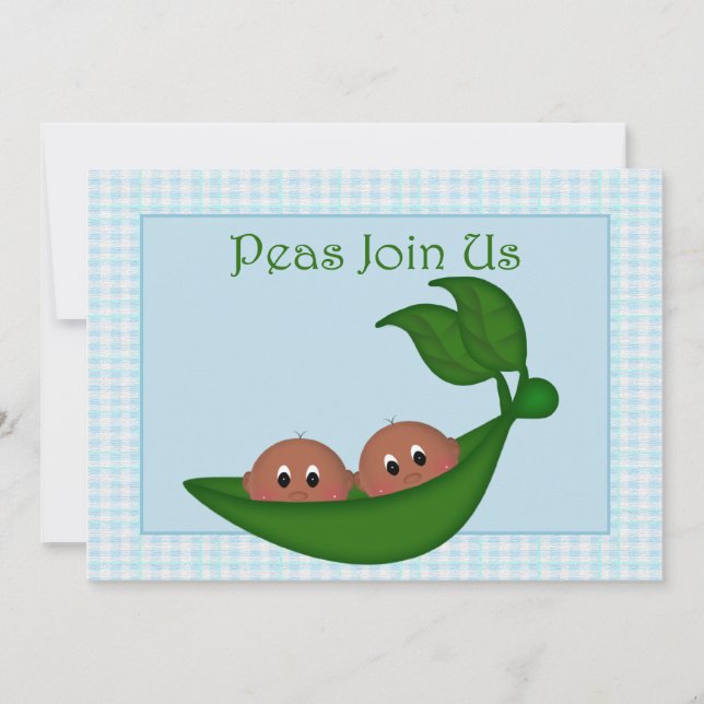 African American Twin Boys Baby Shower Invitation (Front)