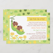 African American Twin Peas Baby Shower Invitations (Front/Back)