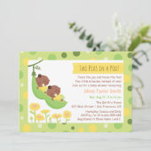 African American Twin Peas Baby Shower Invitations (Standing Front)