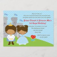 African American Twins Birthday Invitations