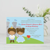 African American Twins Birthday Invitations (Standing Front)