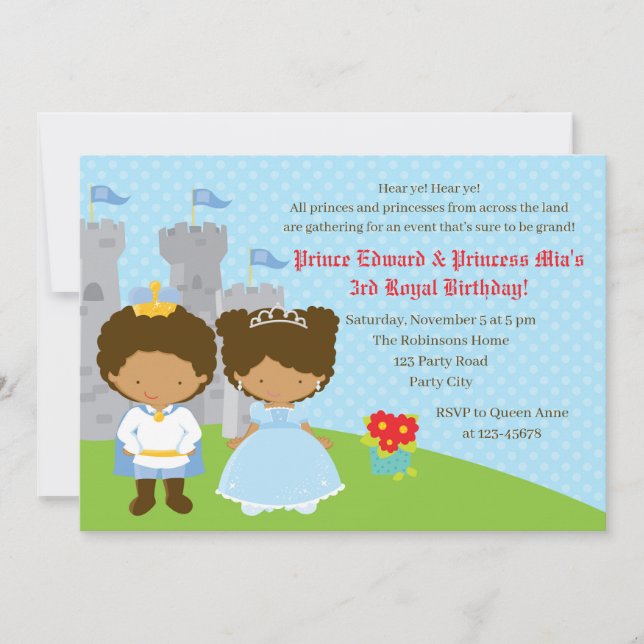 African American Twins Birthday Invitations (Front)