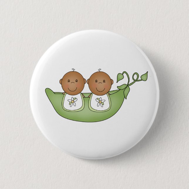 African American Twins in Pea Pod Button (Front)