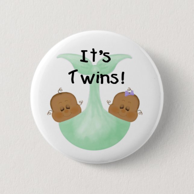 African American Twins Pinback Button (Front)