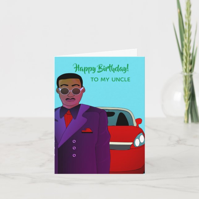African American Uncle Suit, Tie, Birthday Card (Front)