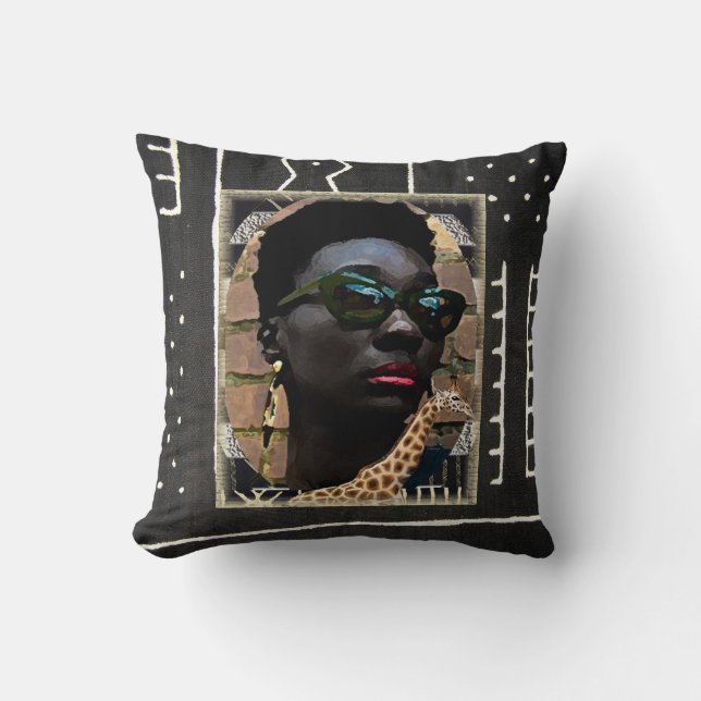 African American  Urban Design Throw Pillow (Front)
