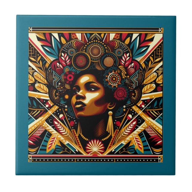 African American Vibrant Culture Ceramic Tile (Front)
