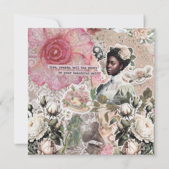 African American Victorian Flat Greeting Card (Front)