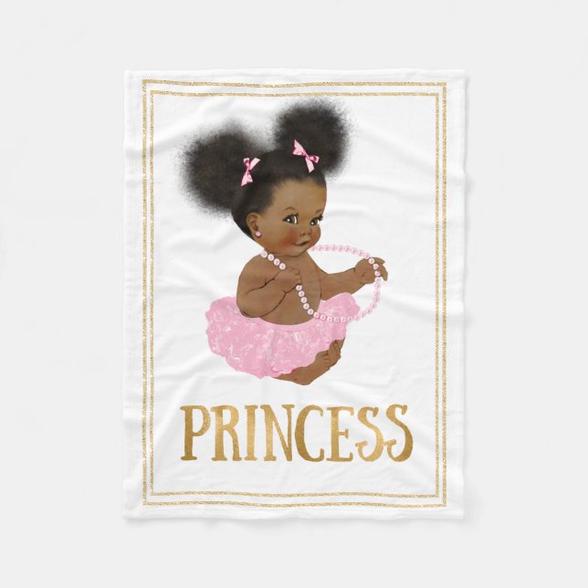 African American Vintage Baby Girl Fleece Blanket (Front)