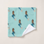 African American Vintage Mermaid Monogram Bath Towel Set (Wash Cloth)