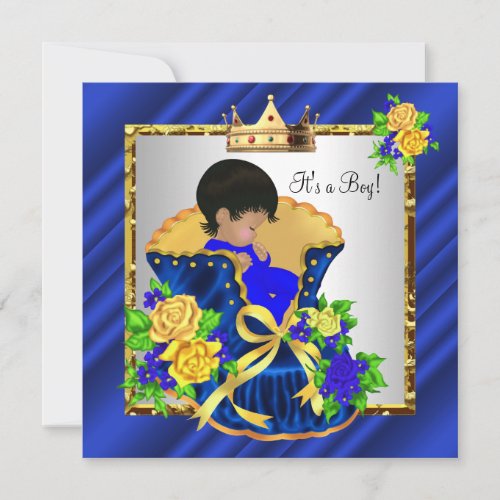 African American Vintage Prince Baby Shower Boy 2 Invitation