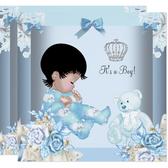 African American Vintage Prince Baby Shower Boy Invitation