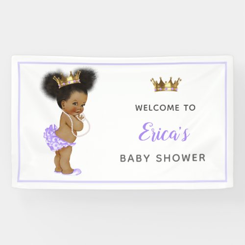 African American Vintage Princess Baby Shower Banner