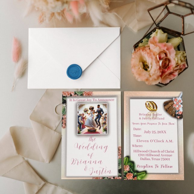 African-American Wedding Ancestor Tradition  Foil Invitation (You Can Personalize these invitations for your special wedding day.)