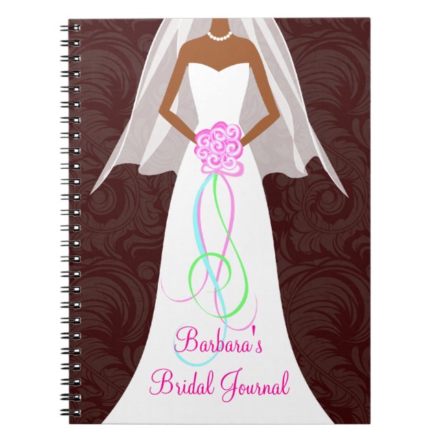 African American Wedding Damask Journal Notebook (Front)