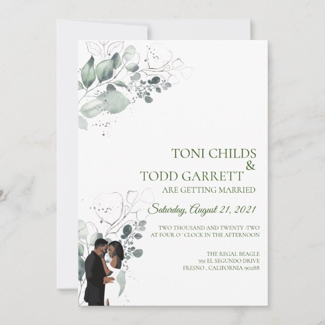 African American Wedding Invitation | Floral  (Front)