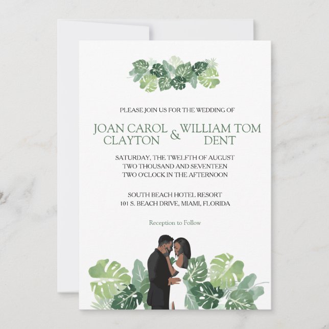 African American Wedding Invitation | Tropical (Front)