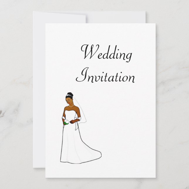 African American Wedding Invitation with bride (Front)