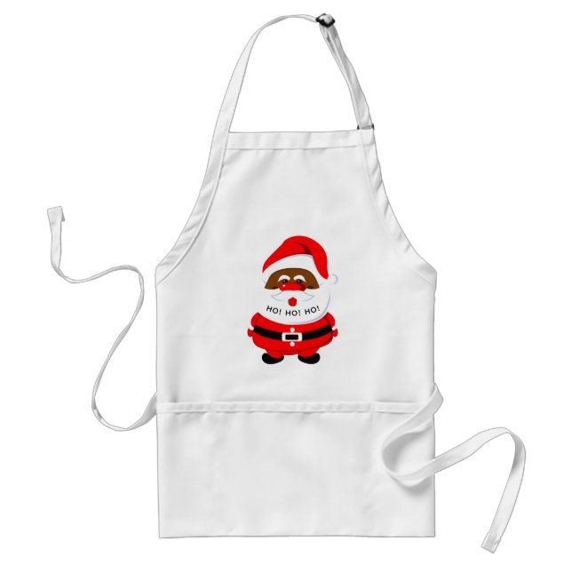 African-American whimsical Santa Claus Christmas Adult Apron (Front)