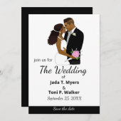 African American White Classic Wedding  Invitation (Front/Back)