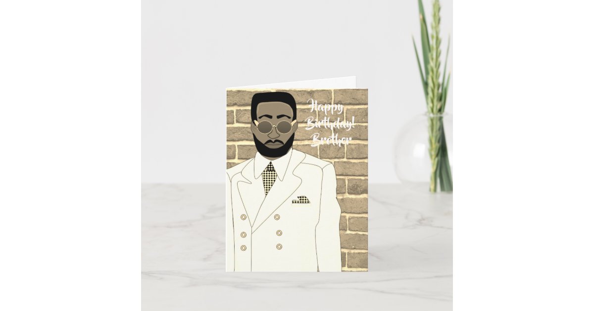 African American White Suit Brother Birthday Card | Zazzle