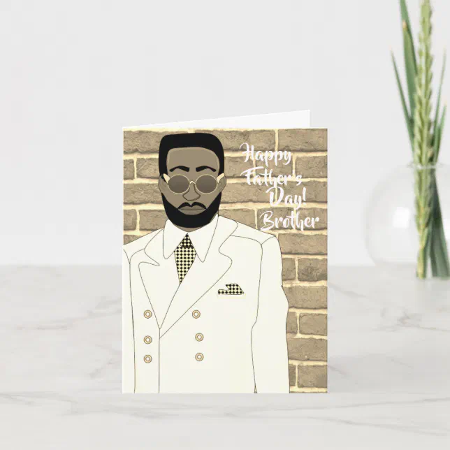 African American White Suit Brother Father's Day Card 