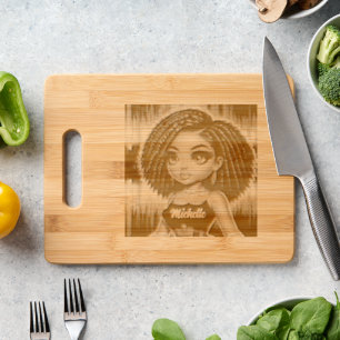 African American with Natural hair Charcuterie Engraved Cutting Board