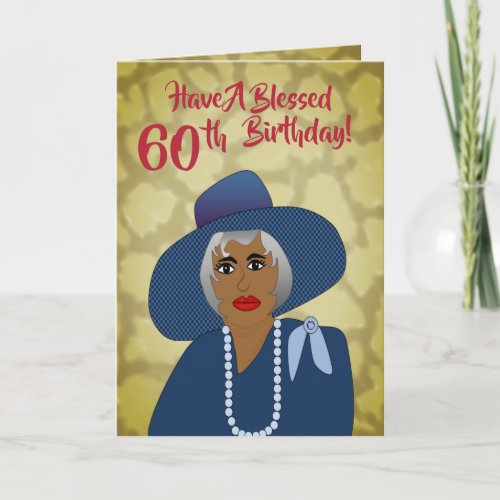 African American Woman 60th Trendy Birthday Card