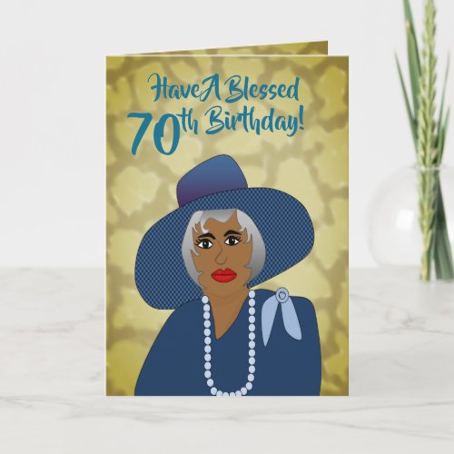 African American Woman 70th Trendy Birthday Card