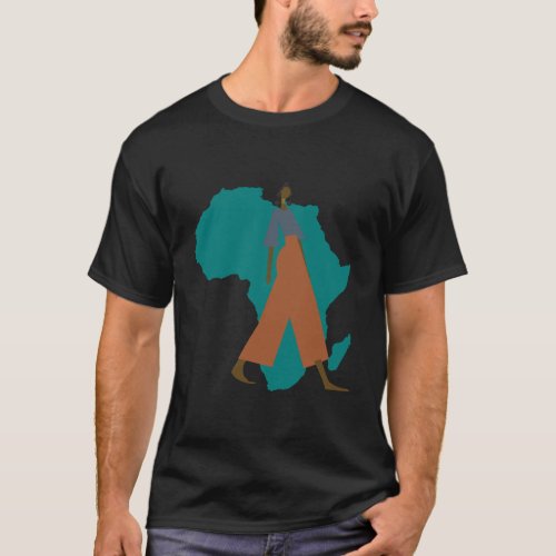 African American Woman African Map T_Shirt